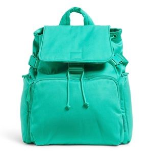 NWT Vera Bradley Large Utility Backpack in Recycled Cotton, Turquoise Sky